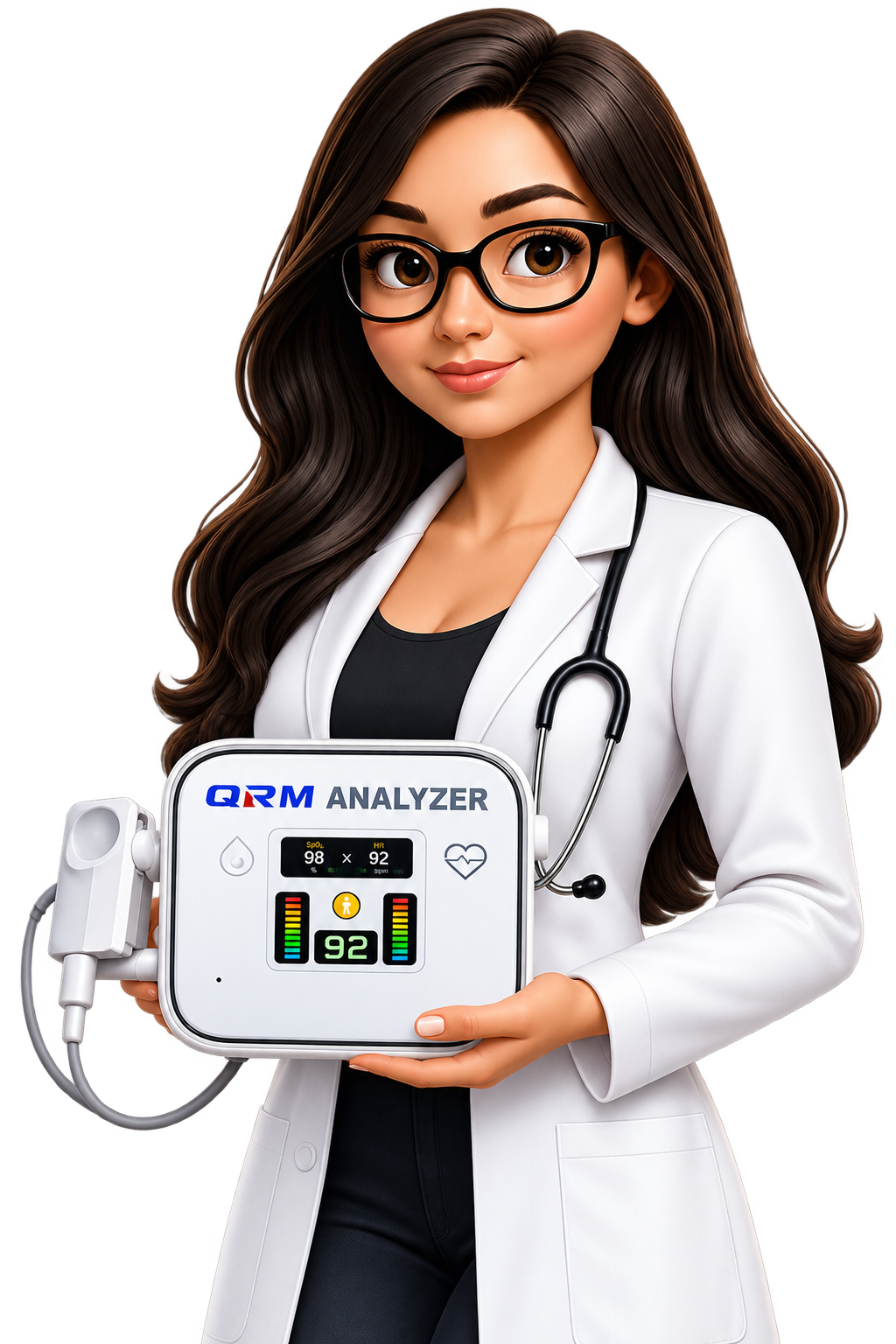 Doctor performing a scan with the QRM Analyzer