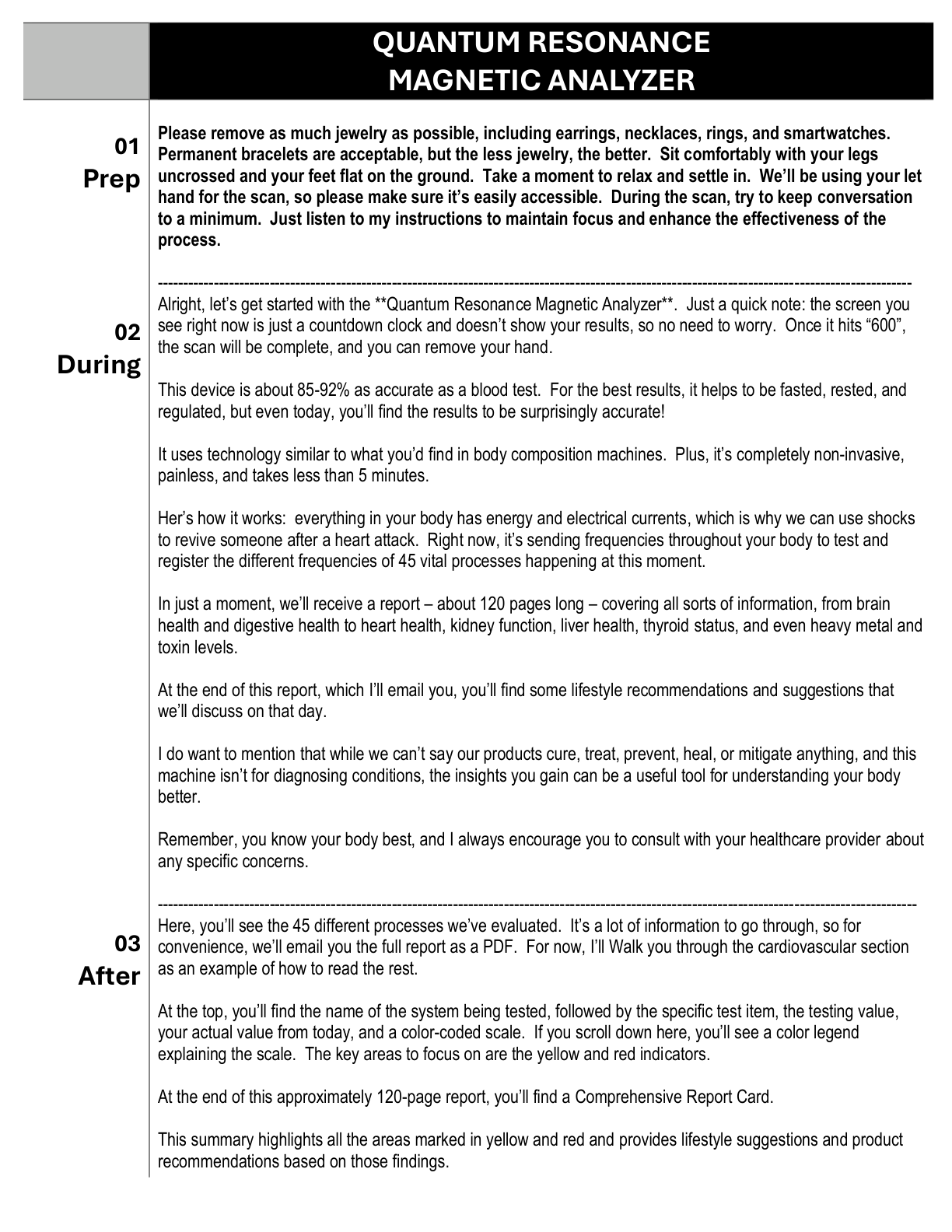 One Page Report first page preview